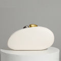 Sculpted Shell Clutch with Metallic Chain